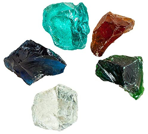 Bunte-Gartenwelt Glasbrocken Gartendekoration Glasstein Glasbruch 10kg Farbenmischung Muster Glass stone Dekoglas Außen (40-80mm)