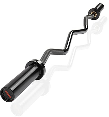 Bonnlo 47 Inch EZ Curl Bar, 4ft Olympic Bar 120CM 8KG Weight Lifting Barbell Bar, 300lbs Capacity for Home Gym Training Fitness Workout, 25mm Grip (Black)