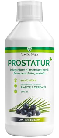 Vonderweid - PROSTATUR+ | Integratore Prostata | Antinfiammatorio Prostata con Serenoa Repens, Pygeum Africanum, Epilobio, Ortica, Aloe + Zinco e VitaminaD | Integratore Naturale alle 10 Erbe | 500 ml