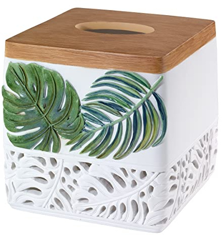 Avanti Linens Kosmetiktuchbox-Hülle, Kunstharz, Zubehör, Elegante Heimdekoration aus der Viva Palm-Kollektion