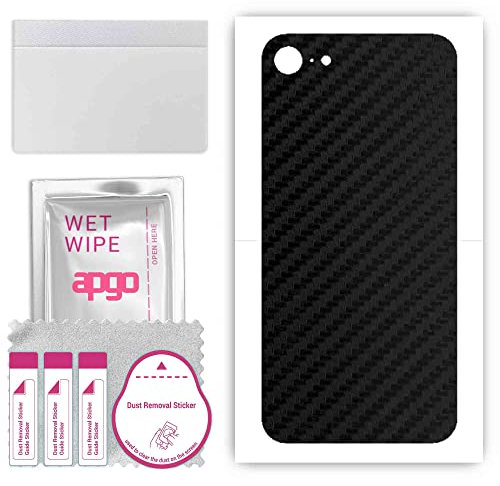 apgo BACK SKIN Film Pellicola protettiva Protezione Posteriore per Apple iPhone 8, skin sticker film foil vinyl Carbon Nero