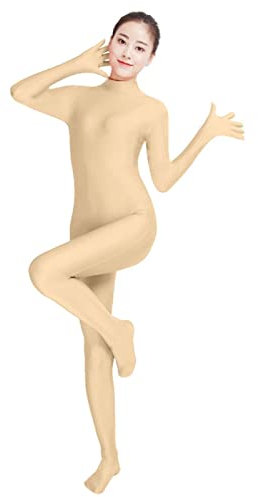 Lifup Unisex Bodysuit Ganzkörperanzug Kostüm Ganzkörperanzug Fasching für Erwachsenen Beige L