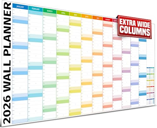 Wandplaner 2024 - Extra breiter Ganzjahresplaner Wandkalender - 24 Schulplaner für Lehrer, Büro, Universität Essentials - Enthält über 100 Feiertage & Beobachtungen in Großbritannien - Gefaltete