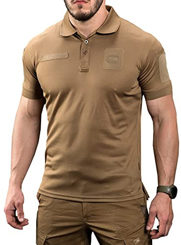 M-Tac Taktisches atmungsaktives Poloshirt – Militär schnell trocknend Coolmax Kurzarm T-Shirt für Herren, Coyote, Mittel