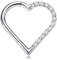 FINE4U Heart Daith Piercing-Schmuck, 16G, 8 mm, 10 mm, linkes Ohr – ASTM F136 Titan Clicker Daith Ohrringe für Damen und Herren, 16G(1.2mm), 3/8(10mm), Zirkonia, Titan, zirkonia