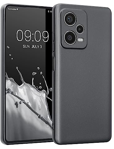 kwmobile Handyhülle kompatibel mit Xiaomi Redmi Note 12 Pro+ 5G / Note 12 Pro Plus 5G Hülle - weiche Silikon Case metallisch schimmernd in Metallic Grau
