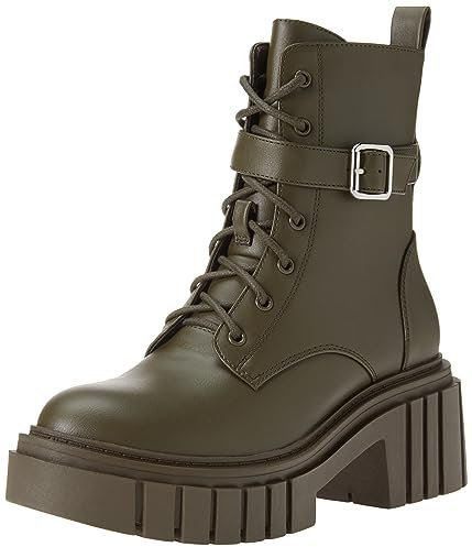 The Drop Women's Botas de estilo militar Koi con cordones y plataforma, Verde Oliva, 37.5
