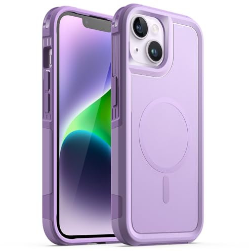 JETech Case for iPhone 14 Plus 6.7-Inch Compatible with MagSafe, Heavy Duty Dual-Layer Rugged Protection, Shockproof Protective Tough Phone Magnetic Cover (Light Purple)