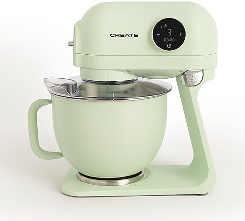 CREATE/DOWNMIX RETRO/Amasadora de rotación planetaria Verde/Bowl 5L, cabezal inclinable, accesorios intercambiables, 6 velocidades, pantalla digital, 1200W
