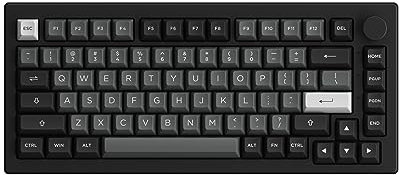 Akko 5075B Plus Mechanical Keyboard 75% Percent RGB Hot-swappable Keyboard with Knob, Black & Silver Theme with PBT Double Shot ASA Profile Keycaps V3 Cream Blue Pro Switch