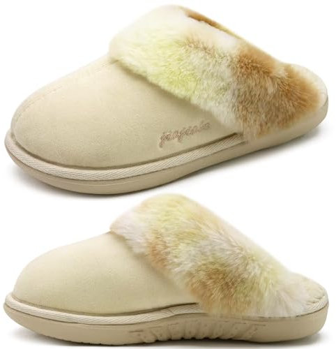 jiajiale Zapatillas de Casa Mujer Femeninas Cálidas Esponjosas Almohadillas Antideslizantes de Invierno Espuma de Memoria Zapatos para Hogar Suelas de Goma dura en Interior Exterior
