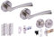 HANDLEZONE® Lobo Door Handles on Rose Bathroom Deadbolt Pack with 75mm Ball Bearing Hinges, 76mm Latch and Lock - Dual Polished/Satin Nickel