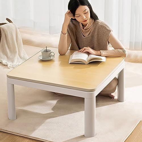Kotatsu Japanese Heated Table with Heater,Home and Living,Square Shape Table Top,Folding Coffee Table,with Temperature Control Knob,Low Small Side Tables,Work Desk,for Balcony Backyard Patio