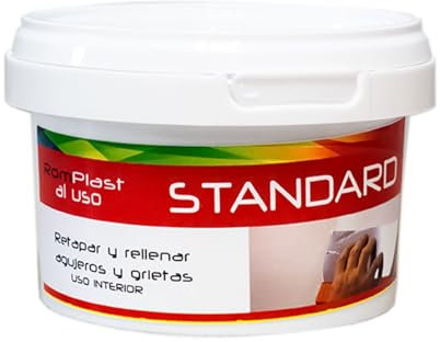 Masilla pared al uso RomPlast Standard blanco de PintuRom. Producto preparado para uso directo, Fácil de lijar y aplicar (0,400 Kg.)