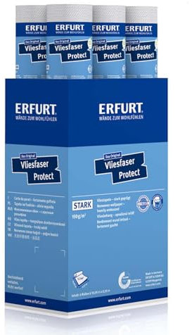 Erfurt Vliesfaser Protect 206 Weiß überstreichbare Vliestapete weisse Strukturtapete 6 Rollen 10.05 x 0.53m