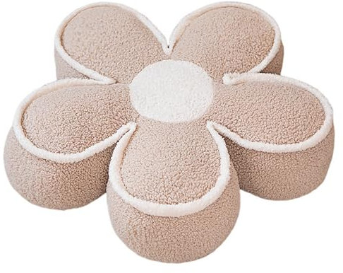 Katolang Blumenkissen, Blumenform, 5 Blütenblätter, Plüsch, Raumdekoration, niedliches Sitzkissen, dekoratives Kissen für Bett, Couch, Beige