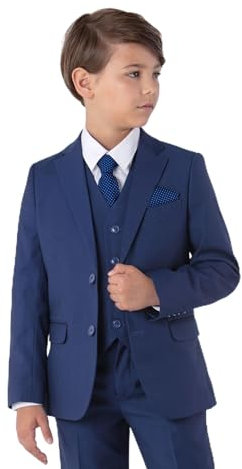 SANDER STELLAN Festlicher Kinderanzug Kommunionanzug Jungen Anzug Set 6-teilig blau 152