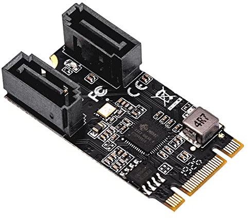 JIVIMOCO M2 PCIE NVMe SATA6G 2 Puertos SATA III 6 GB/S M.2 22X42 M Key y B Key Controller Adapter Card JMB582