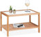 Relaxdays Auxiliar Mesa de Centro con Tablero Cristal, Mesita Sofá con Estante, Madera de Nogal, Salón, 35x60x40 cm, Natural, Acero