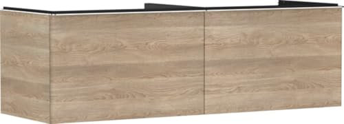 hansgrohe Xelu Q Waschtischunterschrank, 1560x550, 2 Schubkästen, für Konsolen mit Aufsatzwaschtisch, geschliffen, 5407, Farbe: Möbel Eiche Natur/Griff Chrom