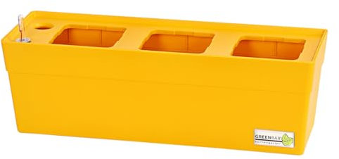 Greenbar® Kräuterkasten, für 3 Kräutertöpfe, mit integriertem Bewässerungssystem, für Indoor/Outdoor, 48 x 16 x 15.5 cm, Kunststoff, gelb
