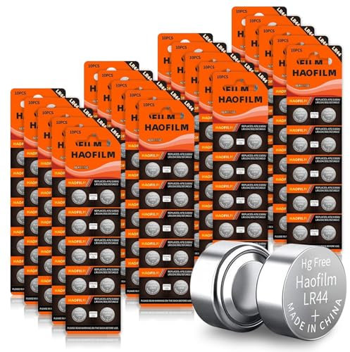 HAOFILM LR44 AG13 357 303 SR44 Premium Alkaline Battery,1.5V Round Button Coin Cell Batteries (200 Pack)
