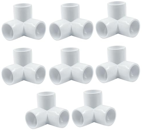 Biaungdo Lot de 8 raccords de tuyau en PVC de 1,27 cm, raccords coudés à 3 voies en PVC de qualité pour meubles, support de jardin, structure en PVC (blanc), 1,3 cm