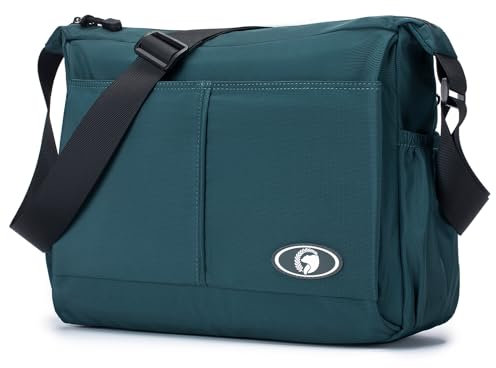 BAGZY Umhängetasche Herren Groß A4, Wasserdichtes Nylon Crossbody Bag Männer 33x25x13cm Handtasche Reisetasche Für Schule/Geschäft/Reise/Täglic Grün