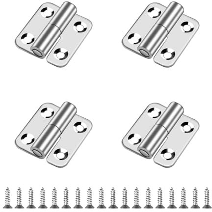 QOPAHI Small Slip Joint Flag Hinges 1.5 inch, 4Pcs Detachable 304 Stainless Steel Door Lift Off Hinges, Left Handed