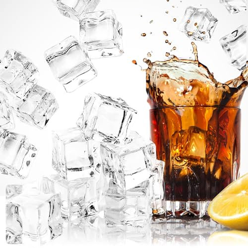 FEIQIAO Transparente künstliche Eiswürfel, 60 Stück, 2 5 mm, Kunststoff, Eisstein, Diamant-Kristalle, quadratisch, für Fotografie, Requisiten, Heimdekoration, Vasenfüller, Hochzeitsdekoration