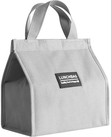 Zimoer Wiederverwendbare Isolierung Lunchbag, Kühltasche Klein Lunch-Taschen, Kleine Kühltasche für Unterwegs, Isoliertasche Thermotasche mit Folienfutter Kühltasche Faltbar für Arbeit (Grau)