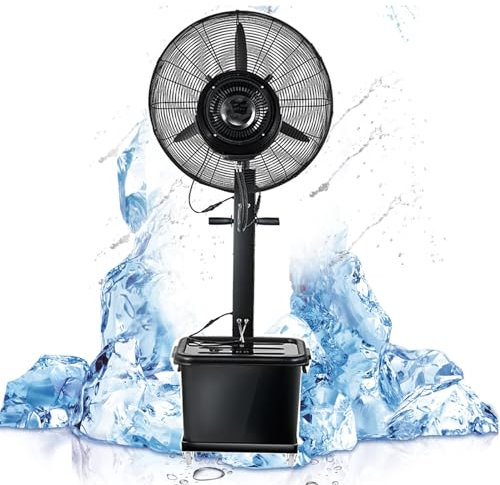 JCSRYD Misting Fans for Outside Patio Outdoor Misting Fan, Outside Pedestal Cooling Fan 3 Speeds, 90° Oscillation, 42L Water Tank, Automatically Add Water (Color : A 220V, Size : 61cm/24in)