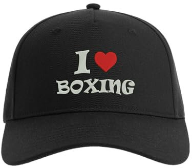 Lauthings I Love Boxing Baseball Cap Bestickte Herren Mütze Unisex Sport Schwarz, Schwarz , Einheitsgröße