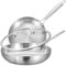 LOLYKITCH Set di padelle in acciaio inox a tre strati da 21,5 a 30,5 cm, con coperchio, padelle, padelle a induzione, pentole e padelle, lavabili in lavastoviglie e utilizzabili in forno, manico
