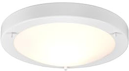lightling Carlos Deckenleuchte weiß matt, IP44 ideal für Badezimmer, rund Glas opal matt weiß, Durchmesser: 31 cm, Höhe: 8 cm