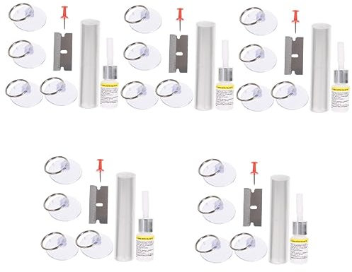 iplusmile 5juegos Kit De Reparación De Parabrisas Reparador De Grietas De Vidrio para Autos Portátil y Eficaz Solución Rápida para Daños Parabrisas Incluye para Reparación De Chips y