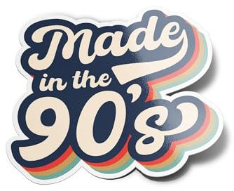 Set di adesivi adesivi in vinile Made in the 90's retrò anni '90, resistente all'acqua e UV, decorazione per anno di nascita, vintage, data di moda, per computer e bottiglia e auto, decorazione