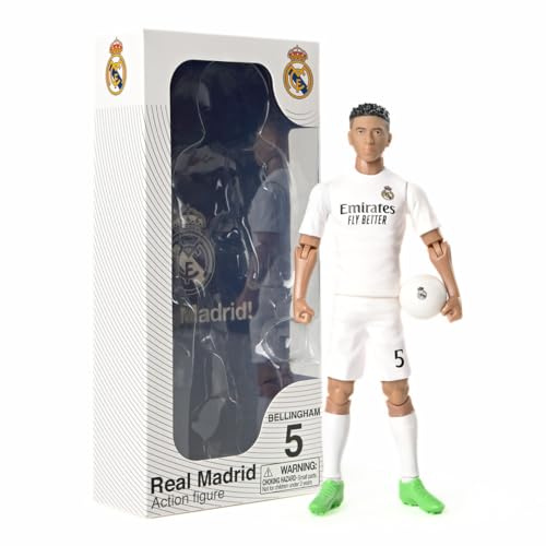 Sockers Banbo Toys Real Madrid CF Jude Bellingham 20,3 cm große Fußball-Actionfigur, Weiß, Gold, Blau
