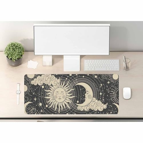Woutay Mouse Mat,Sun and Moon,Laptop Mat Table Mat Desk Writing Pad for Office and Home