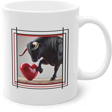 Valentine's Day Gift Mug - Cheap Mug - Bull Black Camargue White Glossy 11oz