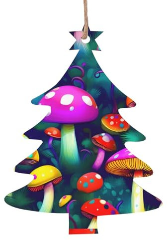 Weihnachtsbaum helle Pilze Kunstdruck Holzornamente Anhänger Handwerk Dekorationen für Urlaub hängen