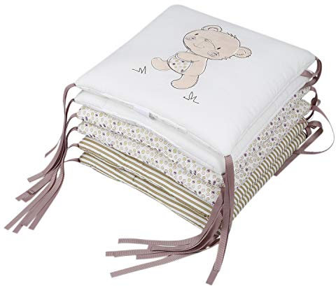 Muuoeou 6Pcs Babybett Schutz Krippen StoßAuflagen Baby Bett StoßDäMpfer im der Krippen Kinderbett StoßStoß Baumwoll Mischung Baby BettwäSche Satz Schiene