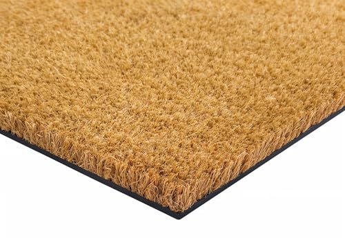 Lexell Coir Matting for Entrance Heavy Duty Coir Door Mats Indoor Outdoor - Non-Slip Rubber Back with Thick Natural Bristle (100 x 100 cm (Rectangular))