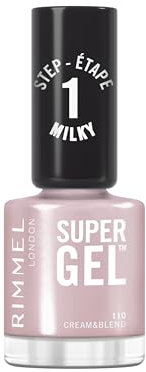 Rimmel Super Gel, 110 Cream & Blend, Vernis longue tenue, Finition givrée, Application facile, Manucure effet gel, Résistant aux éclats, Formule clean, 12ml