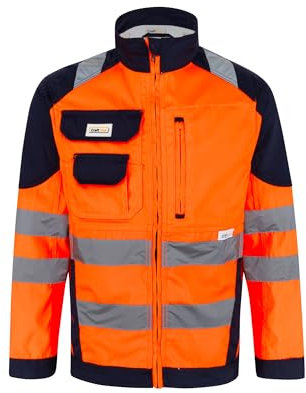 Generisch CraftGear Arbeitsjacke Herren Herbst - Hi-Vis Reflektierende Jacke Arbeitskleidung Warnschutzjacke Männer - XL, Regular, Orange