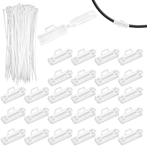 100 Pezzi Segnacavi Elettrici in Materiale, 30×10mm, con 100 PCS Fascette | Etichette Impermeabili per Cavi, Scatola per Etichette Impermeabili, per Etichettare e Ordinare Cavi di Tutti i Tipi