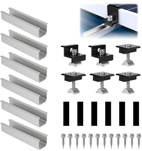 Staffe per Pannelli Fotovoltaici, Profilo Alluminio per Fotovoltaico, 12CM Supporto per Modulo Solare, Solare Staffa per Pannelli di Spessore 30-35 mm, Staffa di Montaggio per Pannelli Solari