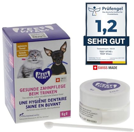 TEEF Vitae+ | Eine effektive, einfache und tägliche Zahnpflege für Hunde & Katzen (bis zu 60 Anwendungen) | ★Unterstützt die Reduktion von Zahnstein ★Reduziert Mundgeruch deutlich ★Swiss Made