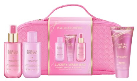 Baylis & Harding Signature Luxury Wash Bag Gift Set 1 Pack | Jojoba, Vanilla & Almond Oil, Vegan Friendly