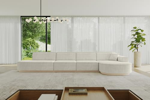 ALTDECOR Ecksofa in L-Form Corner Sofa Bett Eckcouch Couch Wohnlandschaft Cauchsofa MARI-L3-v1-402x165x81 cm Hellgrau